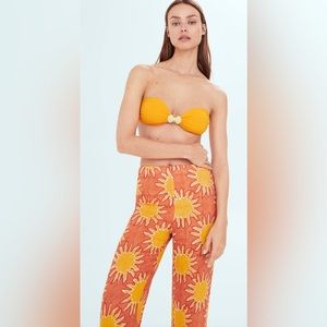 Mango printed linen wideleg pants
